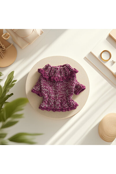 Lady Fify Tavşan için Mor Kırçıllı Fırfıllı Kazak