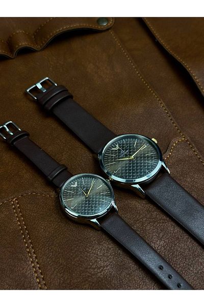 Arvens Vintage Dear Couple Wristwatch Stainless Steel Leather Cord Sturdy Steel Case Does Not Lose Color Does Not Tarnish