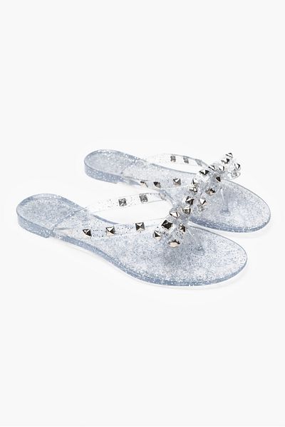 NİŞANTAŞI SHOES Echo Damen-Hausschuhe – transparenter Glitzer, mattes Steindetail und flache Sohle mit Schleife