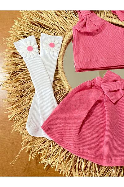 EBRU ÖZÖRGÜCÜ Girl's Crop Bady Socks Skirt Bandana Suit