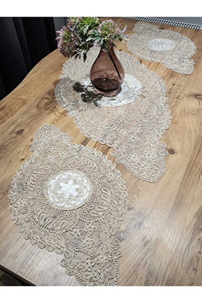 YALINSHOME طقم طفح جلدي فاخر مكون من 3 قطع من Velvet Glitter: مفرش طاولة المه...