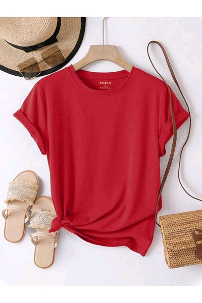 FAVORİST Plain Unprinted Basic Summer Women's Tshirt