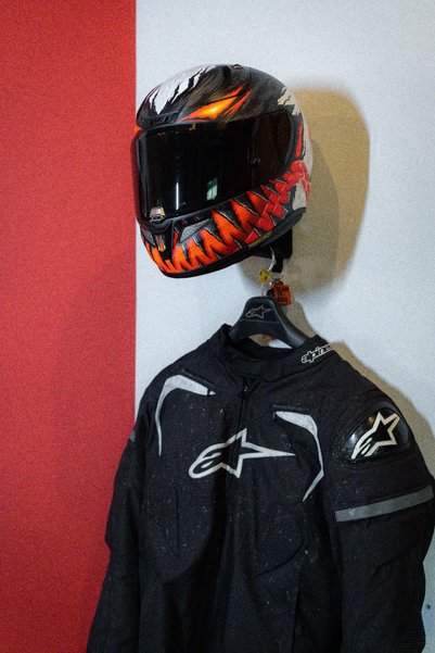 Generic Brand Motorcycle Helmet and Coat Hanger