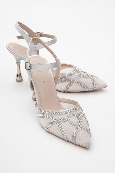 LuviShoes Pantofi de seara pentru dama VOLBY Silver Satin Stone