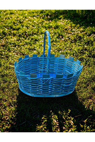 EL YAPIMI DEKORATİF ÇOK AMAÇLI ORGANİZER MAVİ BANYO SEPETİ YUMURTA SEPETİ EKM...