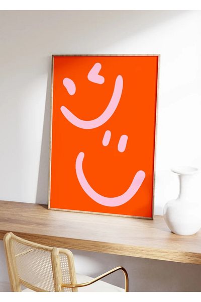 512 STORE Smile Smiley Wall Decor Poster Frameless Poster Aesthetic Painting Adaptation Poster
