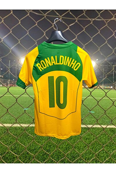 After Party BREZİLYA mili takım nakışlı armasıyla RONALDİNHO forması (kısa kol) AG