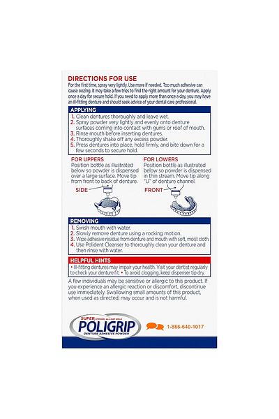 POLIGRIP مسحوق لاصق سوبر بولي جريب فائق القوة لأطقم الأسنان والأجزاء الجزئية، 1.6 أونصة (45 جم)