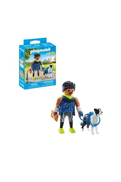 Playmobil - Runner figurine with Border Collie dog collectible pet