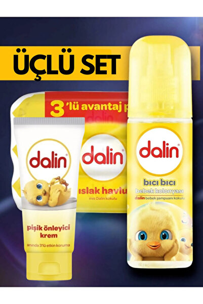 Dalin 3'lü Bebek Bakım Seti, Islak Mendili 56'lı (3'LÜ PAKET), Bebek Kolonyas...