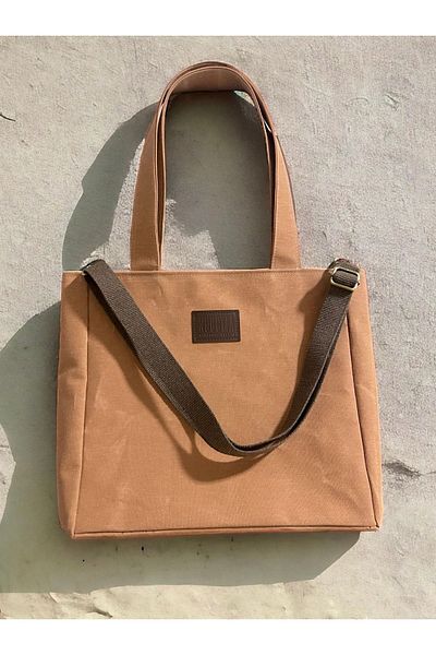 Nuggita Salmon Color Cross Strap Waxed Canvas Shoulder Bag - Vertical Satchelbag