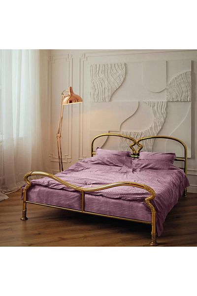 BESTİNA GOLD Set cuvertură dublă din satin - Damson