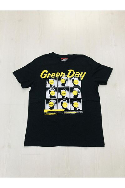 Olympus plus Unisex Back Printed Rock Music Band Green Day Printed Black Tee