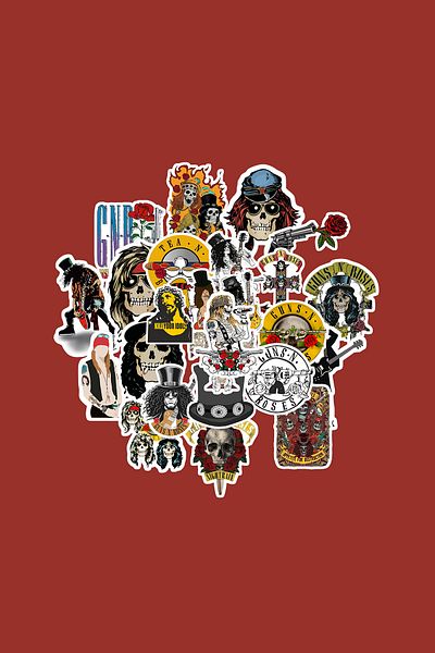 dadi ramba مجموعة ملصقات Guns N 'Roses - مجلة Bullet - جدول الأعمال - مخطط - دفتر ملاحظات - ملصق لاصق للكمبيوتر المحمول