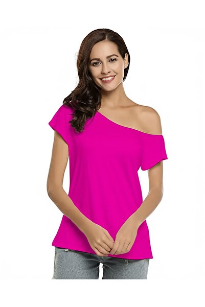 Lucky Line Μπλούζα με έναν ώμο ασύμμετρη βισκόζη - Casual ύφασμα