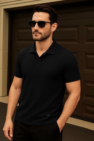 Delpino Ανδρικό βαμβακερό μπλουζάκι Polo Neck Regular Fit