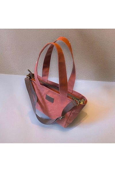 Nuggita Coral Waxed Canvas Crossbody Shoulder Bag - Medium Size SatchelBag
