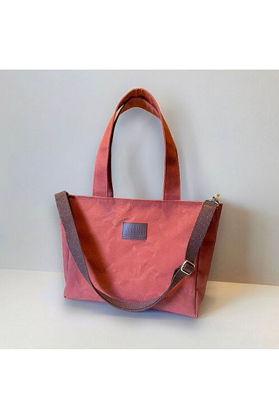 Nuggita Coral Waxed Canvas Crossbody Shoulder Bag - Medium Size SatchelBag