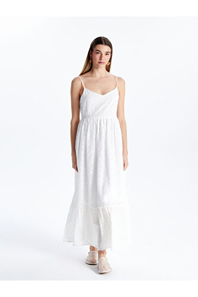 LC Waikiki V Neck Floral Broderie Strappy Dress