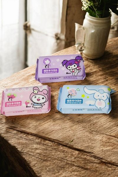 MakeWell 3Pcs Kuromi, Cinnammaroll and My Melody Wet Wipes Set