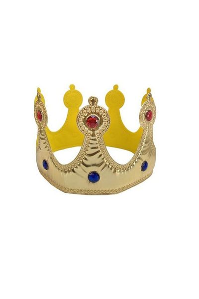 Kuzey Gold King's Crown with Stones Gold Circumcision Crown Gold Birthday Party Crown Soft Model Costume Accessories