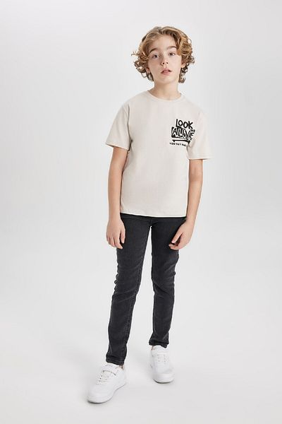 DeFacto Boy's Crew Neck Printed Short Sleeve T-Shirt C0651A824SM