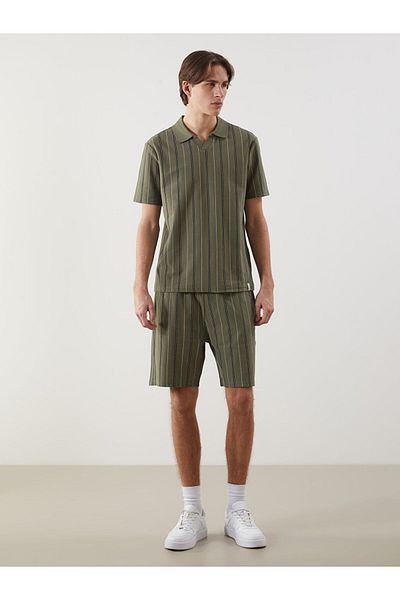 LC Waikiki Νέα σεζόν Polo Collar Striped Ανδρικό Tisort με υφή - S5EJ99Z8