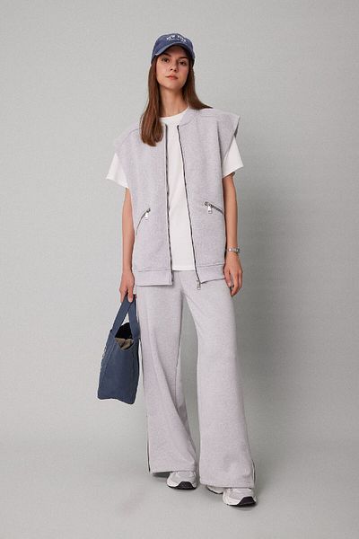 DeFacto College Collar Basic Plain Zippered Pocket Soft Feather Inside Sleeveless Bomber Cardigan C1793Ax24Sp