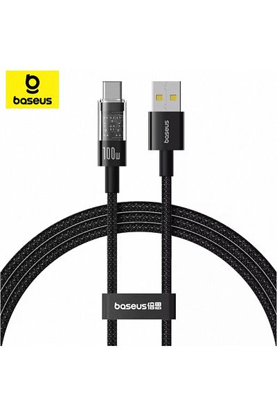 Baseus 1m Black Baseus USB Type C Cable For Huawei Honor Xiaomi Samsung Transparent Super Charge 100W Fast