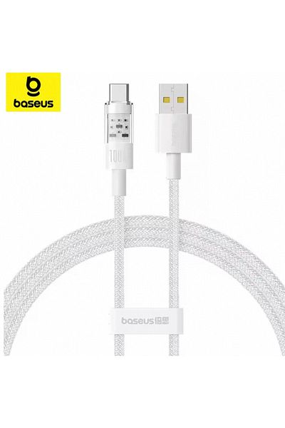 Baseus 1m White Baseus USB Type C Cable For Huawei Honor Xiaomi Samsung Transparent Super Charge 100W Fast