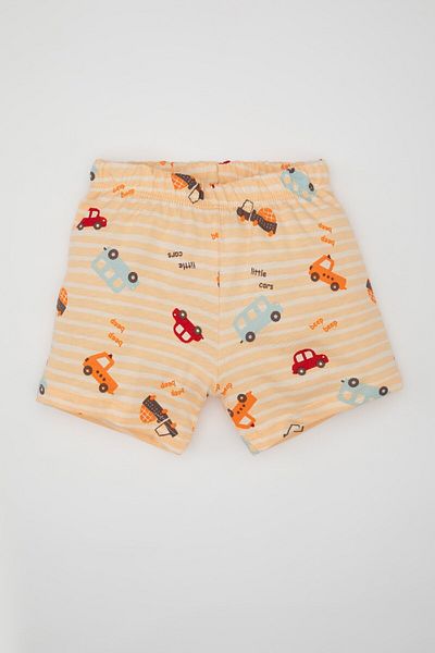 DeFacto Baby Boy Vehicle Patterned Short Sleeve Shorts Combed Cotton Pajamas Set C1998A524HS