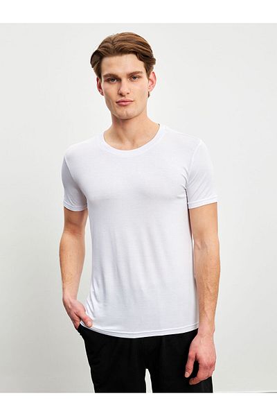 LC Waikiki White Crew Neck Short Sleeve Men's Premium Undershirt