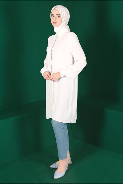 Alvina Hidden Buttoned Jewelled Tunic - 42562