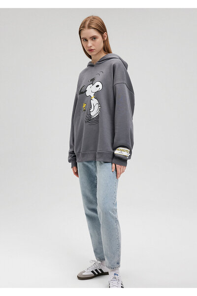 Mavi Snoopy Baskılı Gri Sweatshirt 1s10111-70784
