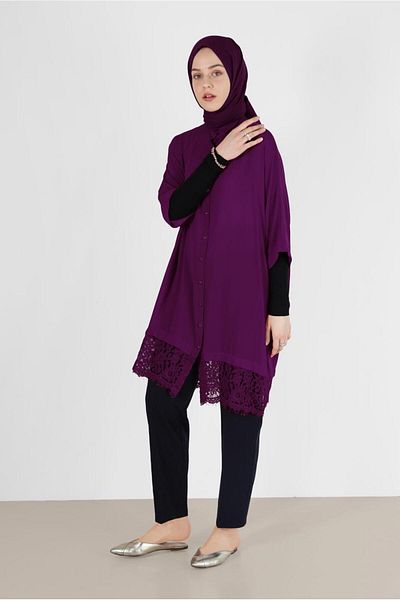 Alvina Guipure Detailed Hemline Tunic 4122