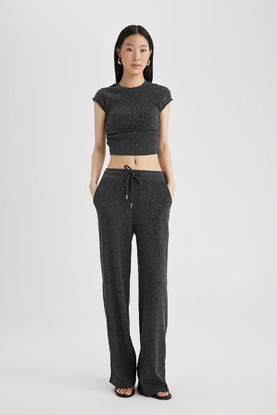 DeFacto Tepláky Carrot Fit Basic - Elastický pas, Rovná noha, Kapsa na šněrování, Zavinutá látka C2702Ax24Sp