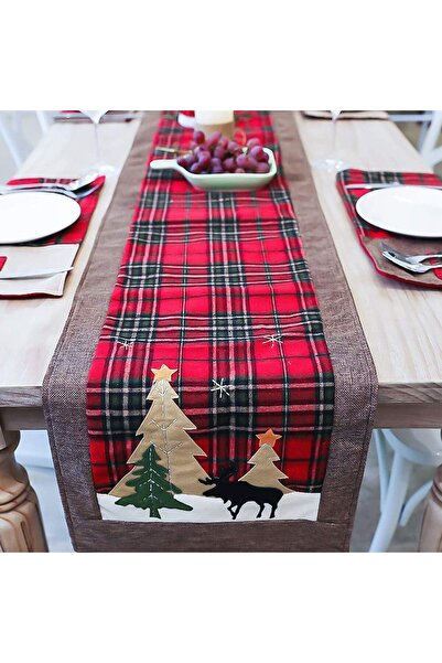 COOYA Table Runner, Double Layer Plaid Table Runner for Thanksgiving, Christmas Table Decoration