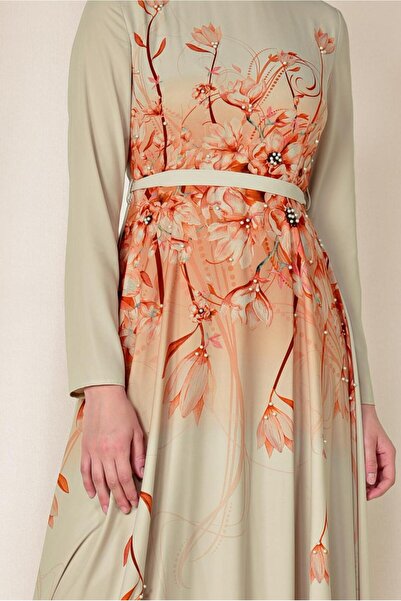 Alvina Floral Patterned Waist Belly Dress 4144