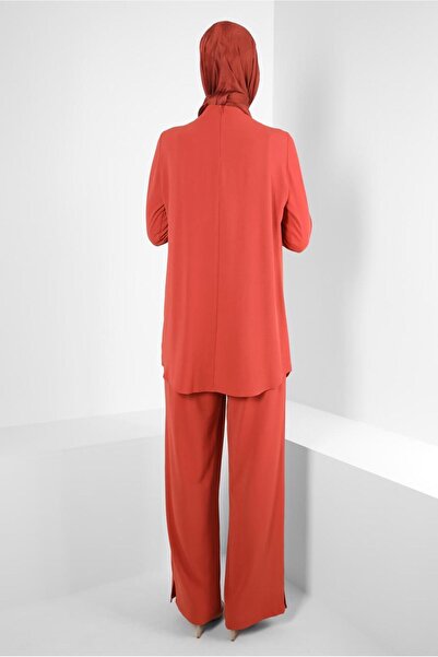 Alvina Chain Detailed Elastic Waist Pants Suit 43742