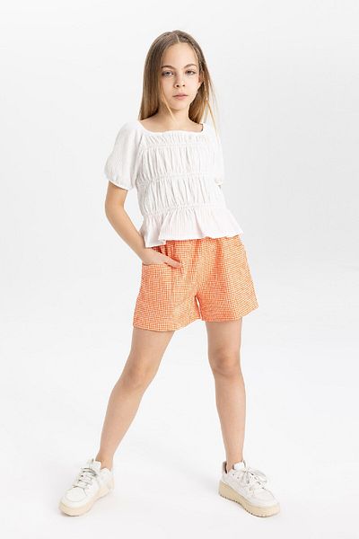 DeFacto Girl's Checkered Paperbag Shorts - C2314a824sm