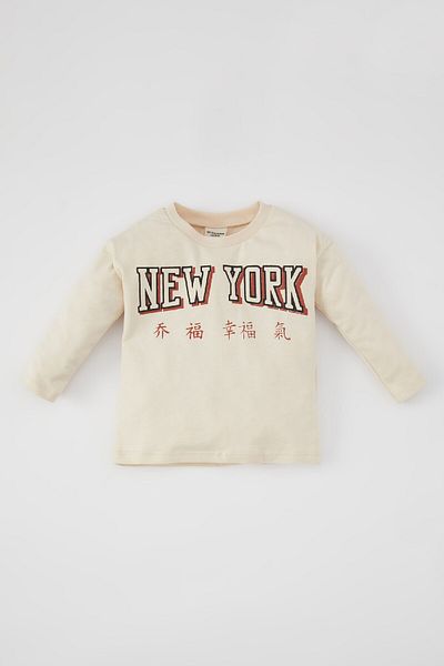 DeFacto Μακρυμάνικο μπλουζάκι Baby Boy Crew με στάμπα C3609a524sp
