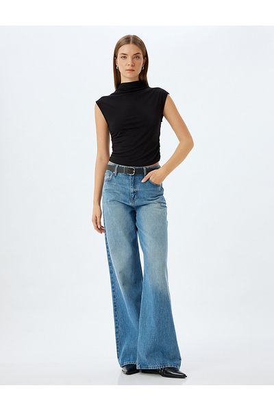 Koton Black Viscose Sleeveless T-shirt For Women
