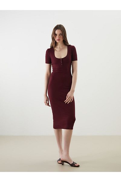LC Waikiki Lcw U-Neck Women's Bodycon Dress Fast Fashion