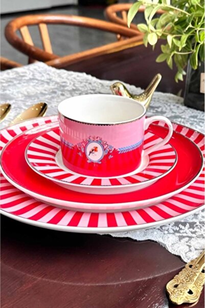 ACAR Prilla 6 Kişilik 19 Parça Porselen Pasta-İkram Seti NCY-07081