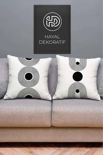 Hayal Dekoratif Digital Printed White Background 2-Piece 43X43 cm Throw Pillow Case – Modern and Stylish Decorative Pillow Case