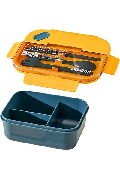 fulina Lunch Box,with 3 Compartments for 1250ml Storage,Leakproof Feature,Dishwasher Safe ,Blue