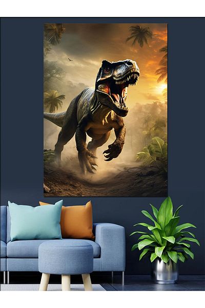 Tablomega Pânză decorativă Dinozaur care alergă - Lemn MDF