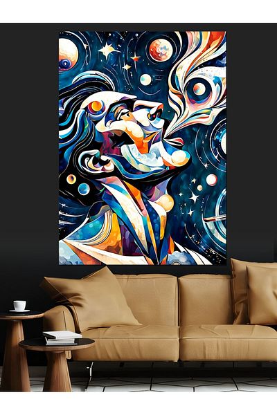 Tablomega Pânză decorativă abstractă om și fum - pictură din lemn MDF
