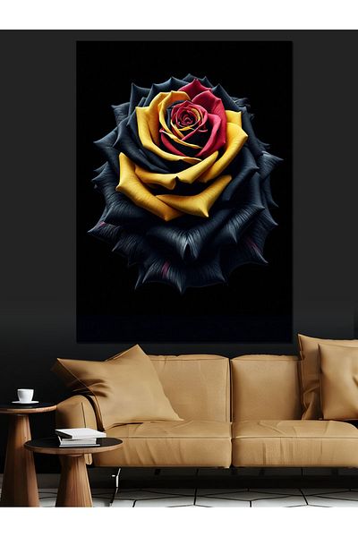 Tablomega Pânză decorativă cu trandafir colorat - Lemn MDF