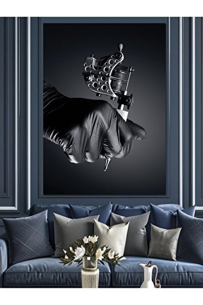 ekart Dövme Makinesi Dövmeci Temalı Dekoratif Kanvas - Mdf Ahşap Tablo